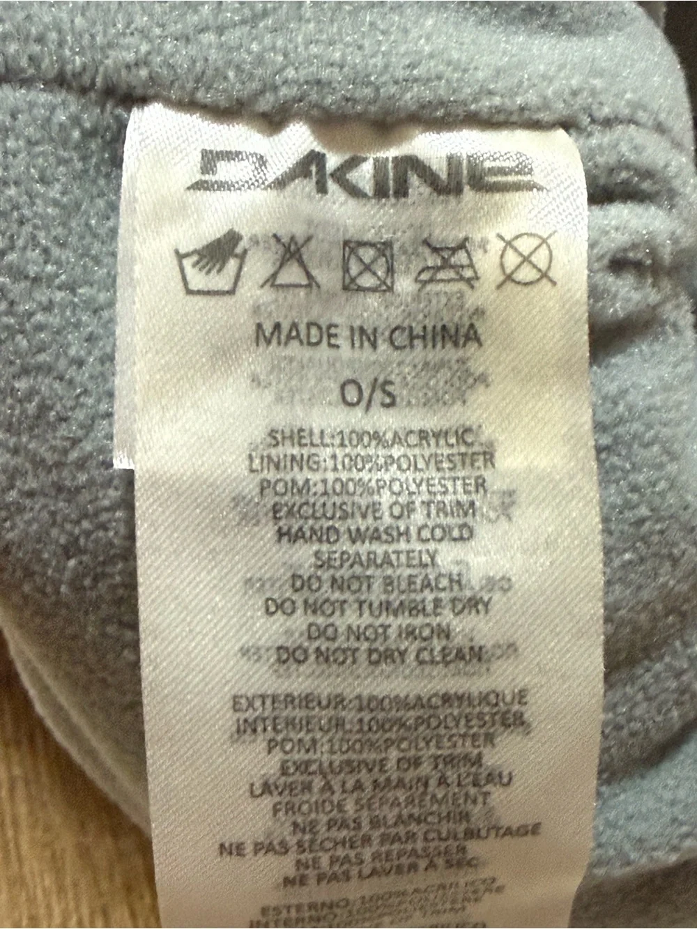 Dakine Gray Knit Beanie Faux Fur Pom Fleece Lined Hat Ski Snowboard